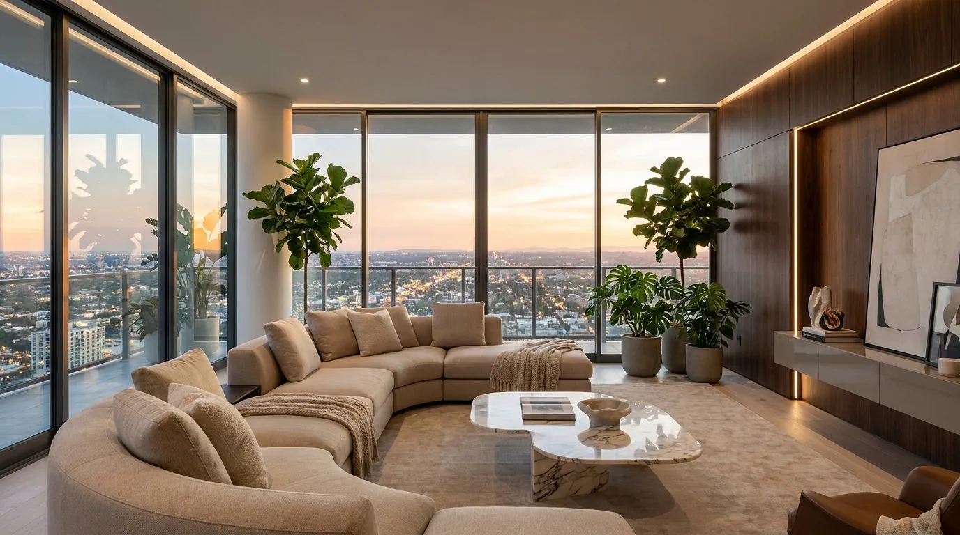 Luxury Living Room With City View